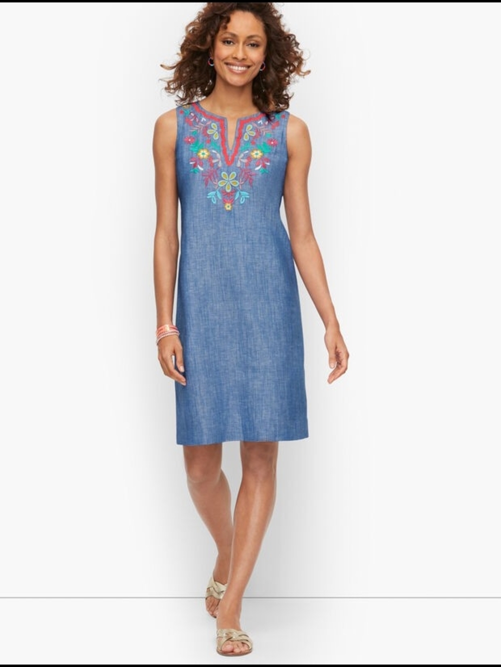 NWT Embroidered Linen Shift Dress Size 20W - Picture 2 of 8
